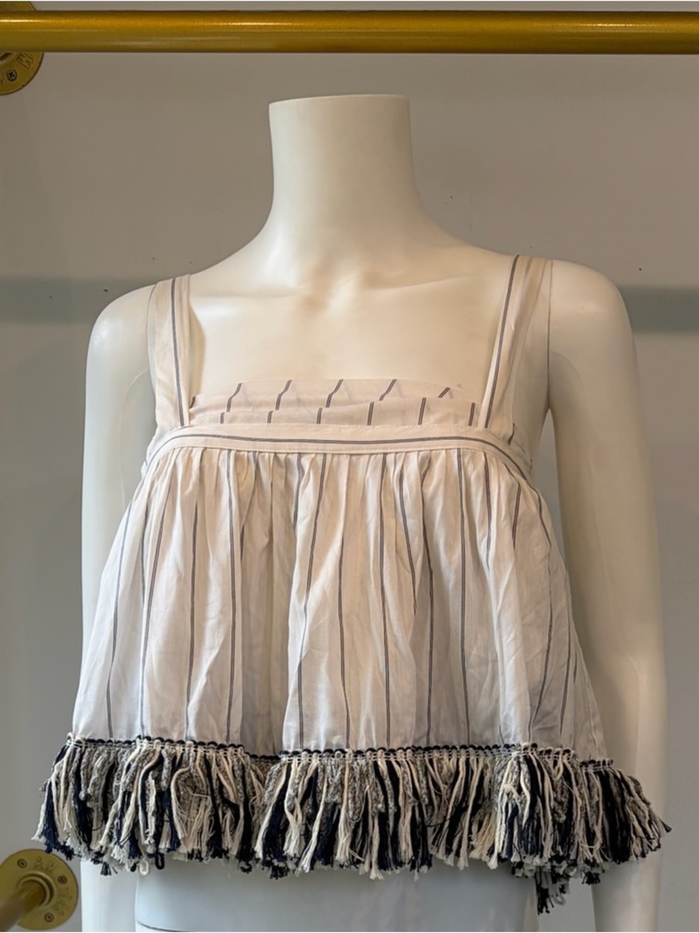 Koch White Cropped Fringe Tank Top